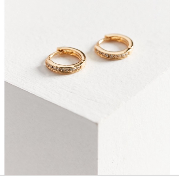 Urban Outfitters Jewelry - 18k Gold Plated Rhinestone Hoop Earrings
